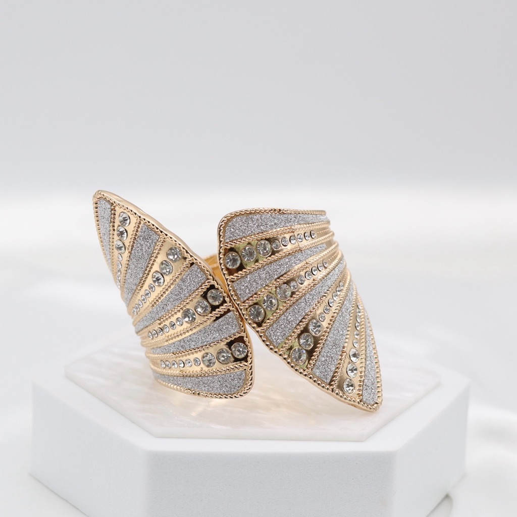 Silver And Gold Cuff Cz Bracelet 29$